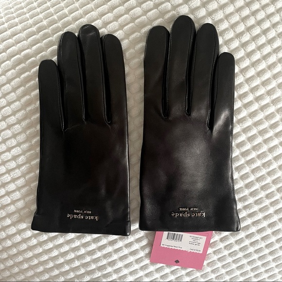 BNWT Kate Spade Pinmount Logo Leather Tech Gloves - Picture 2 of 6